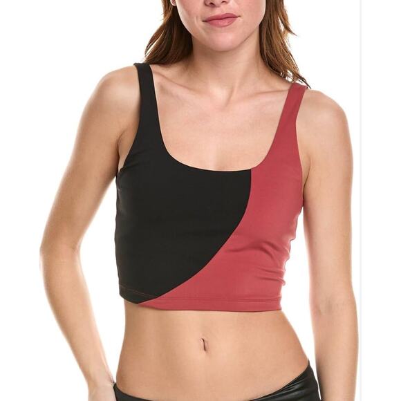 Spiritual Gangster Colorblock Longline Bra Crop Top Small Black Red Activewear - Picture 1 of 5